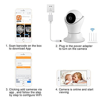 360 Wireless Security Camera 1080P Wifi Home Surveillance System Video Baby Monitor Pet Nanny Cam Indoors Dome Webcam Night Vision Motion Detection 360 Pan Tilt with 2 Way Audio APP Cloud IP Cameras