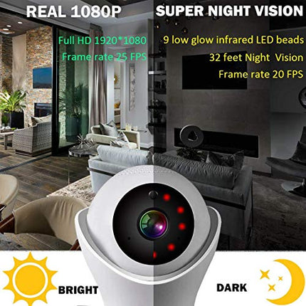 360 Wireless Security Camera 1080P Wifi Home Surveillance System Video Baby Monitor Pet Nanny Cam Indoors Dome Webcam Night Vision Motion Detection 360 Pan Tilt with 2 Way Audio APP Cloud IP Cameras