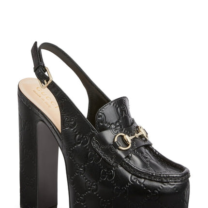 GUCCI GG EMBOSSED SLINGBACK BLOCK HEELS – MASTER QUALITY