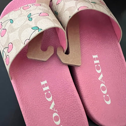 COACH Pink Cherry Slippers