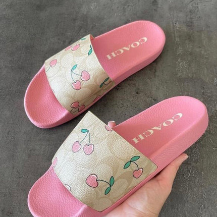 COACH Pink Cherry Slippers