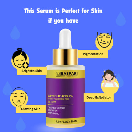 Baspari 3 in 1 Serum Set- Baspari Niacinamide Acid Serum 4% + Baspari Salicylic Acid 2%  + Baspari Glycolic Acid Serum 5%