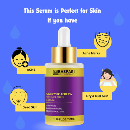 Baspari 3 in 1 Serum Set- Baspari Niacinamide Acid Serum 4% + Baspari Salicylic Acid 2%  + Baspari Glycolic Acid Serum 5%