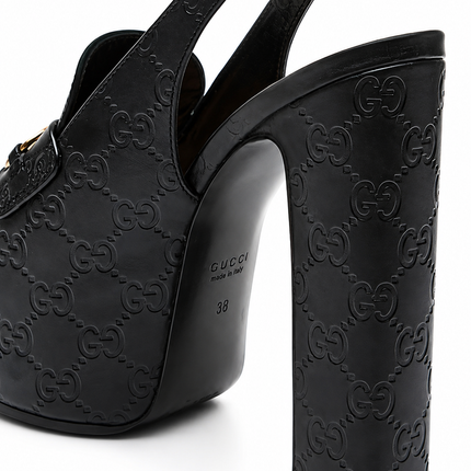 GUCCI GG EMBOSSED SLINGBACK BLOCK HEELS – MASTER QUALITY