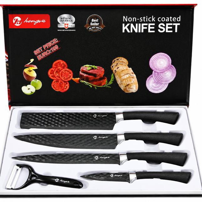 Hengvis 5-Piece Non-Stick Knife Set