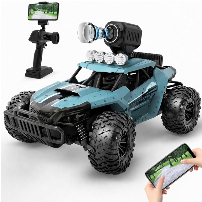 DEERC RC Cars DE36W Remote Control Car with 720P HD FPV Camera, 1/16 Scale Off-Road RC Truck, High Speed Monster Trucks for Kids Adults, All Terrain, 30 Min Play, RC Toys Gift for Boys and Girls