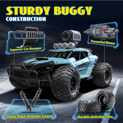 DEERC RC Cars DE36W Remote Control Car with 720P HD FPV Camera, 1/16 Scale Off-Road RC Truck, High Speed Monster Trucks for Kids Adults, All Terrain, 30 Min Play, RC Toys Gift for Boys and Girls