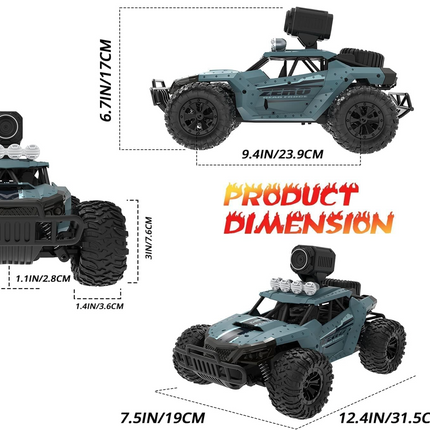 DEERC RC Cars DE36W Remote Control Car with 720P HD FPV Camera, 1/16 Scale Off-Road RC Truck, High Speed Monster Trucks for Kids Adults, All Terrain, 30 Min Play, RC Toys Gift for Boys and Girls
