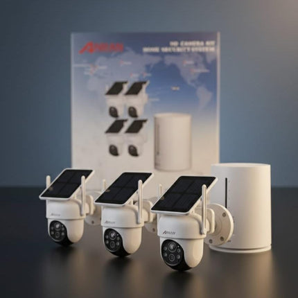 4 PCS Solar Powered Wireless Security Camera System with NVR & Outdoor Night Vision Surveillance