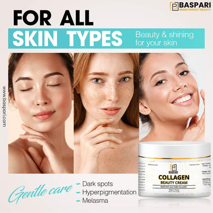 Baspari 3 in 1 Collagen Cream , Soap & Serum Made In USA